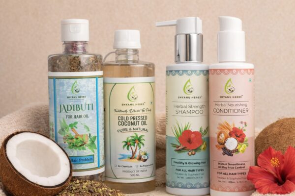 Shyanu Herbs Combo Pack (Cold press coconut oil, Jadibuti & Herbal Strength Shampoo & Conditioner)